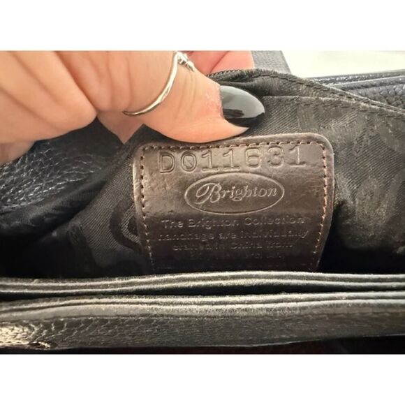 Brighton Black Pebble Leather Multi Compartment Shoulder Handbag Purse - Picture 9 of 12